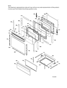 DOOR & DRAWER PARTS Diagram and Parts List for JCB730DF2WW  General Electric Range