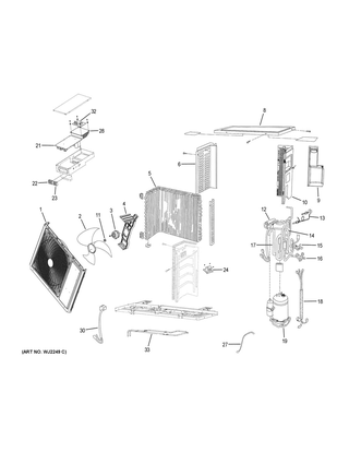 Part Location Diagram of WJ98X23021 GE COMPRESSOR
