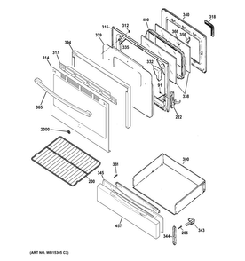 Door & Drawer Parts Diagram and Parts List for JGB450REF1SS  General Electric Range