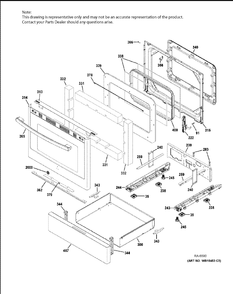 DOOR & DRAWER PARTS Diagram and Parts List for JCGB720EEJ2ES  General Electric Range
