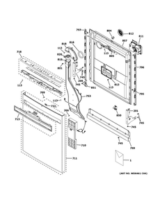 Escutcheon And Door Assembly Diagram and Parts List for GDP665SYN5FS  General Electric Dishwasher