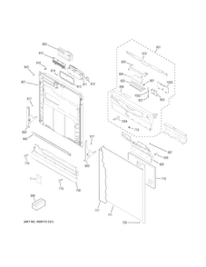 Escutcheon & Door Assembly Diagram and Parts List for GLD5900N10CC  General Electric Dishwasher