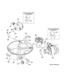 SUMP & MOTOR MECHANISM Diagram and Parts List for ZDT800SIF7II  General Electric Dishwasher