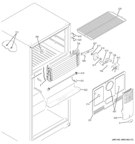 Freezer Section Diagram and Parts List for GIE18CTHHRWW  General Electric Refrigerator