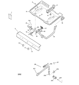 Gas & Burner Parts Diagram and Parts List for RGB508PEA1CT  Hotpoint Range