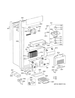 Cabinet Diagram and Parts List for ZIR360NNBLH  General Electric Refrigerator