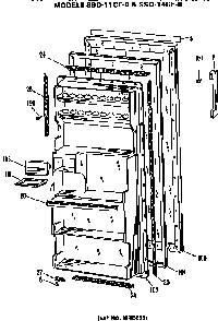 Door Diagram and Parts List for SSD14CFBRWH  Hotpoint Refrigerator