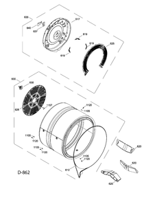 DRUM Diagram and Parts List for GFMS150ED0WW  General Electric Dryer