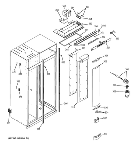 FRESH FOOD SECTION Diagram and Parts List for ZIS360NRK  General Electric Refrigerator