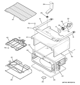 Upper Oven Diagram and Parts List for JB870SF4SS  General Electric Range
