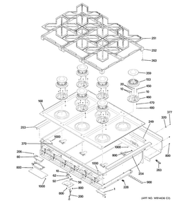 Cooktop Diagram and Parts List for CGU366SEH1SS  General Electric Cooktop