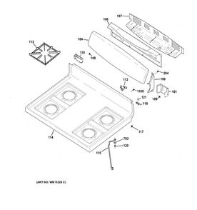 Control Panel & Cooktop Diagram and Parts List for JGBS10DEF1BB  General Electric Range