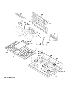 Control Panel And Cooktop Diagram and Parts List for JGBS66REK2SS  General Electric Range
