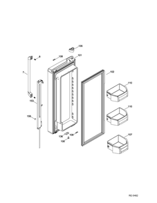 Ff Door Left Diagram and Parts List for GFMS170GHOWW  General Electric Refrigerator