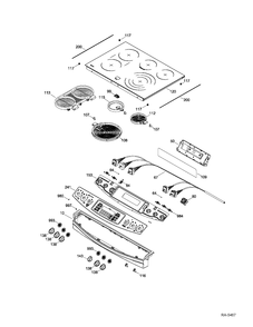 CONTROL PANEL & COOKTOP Diagram and Parts List for PCS905SR4SS  General Electric Range