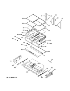 Fresh Food Shelves Diagram and Parts List for CYE22USHBSS  General Electric Refrigerator