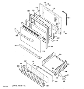 DOOR & DRAWER PARTS Diagram and Parts List for JCGBS60DEF1BB  General Electric Range