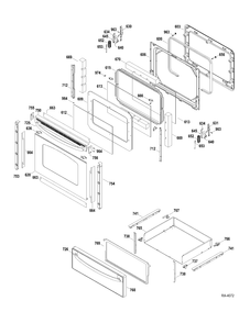 DOOR-DRAWER Diagram and Parts List for JCBP65MP4BS  General Electric Range