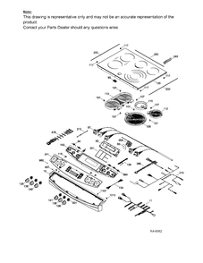 CONTROL PANEL & COOKTOP Diagram and Parts List for PCS940DF4BB  General Electric Range
