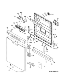 Escutcheon & Door Assembly Diagram and Parts List for GDF510PMD4SA  General Electric Dishwasher