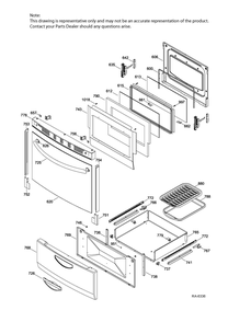 Door And Drawer Parts Diagram and Parts List for MBC12GAZBB  General Electric Range