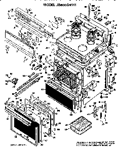 Main Body/cooktop/controls Diagram and Parts List for JB600G*H1  General Electric Range