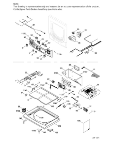 LID & CONTROLS Diagram and Parts List for GUAP240EM5WW  General Electric Dryer