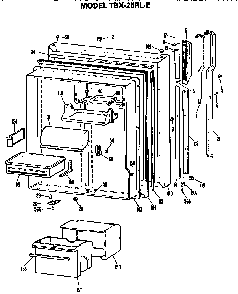 Fresh Food Door Diagram and Parts List for TBX25RLER  General Electric Refrigerator