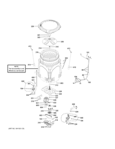 Part Location Diagram of WH44X24150 GE TUB COVER