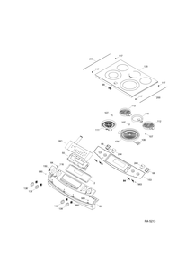 CONTROL PANEL & COOKTOP Diagram and Parts List for JCSP42SR1SS  General Electric Range