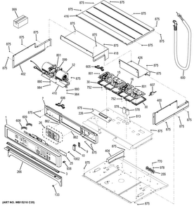 Control Panel Diagram and Parts List for PT9550SF2SS  General Electric Wall Oven