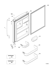 FF DOOR Diagram and Parts List for GBRS0HBXARSS  General Electric Refrigerator