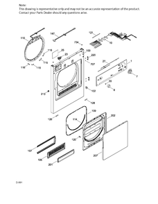 DOOR ASM Diagram and Parts List for PSKP333EB3WW  General Electric Dryer