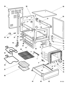 CHASSIS Diagram and Parts List for HRMF3150ZWH-1  General Electric Range