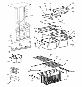 Shelves Diagram and Parts List for GBS18KBMWW  General Electric Refrigerator