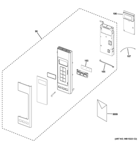 Control Parts Diagram and Parts List for DVM7195DF1BB  General Electric Microwave