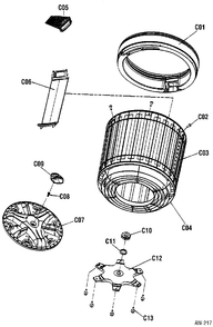 TUB GROUP Diagram and Parts List for DWF-6010AP  General Electric Washer