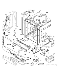 Body Parts 1 Diagram and Parts List for ZDT925SSN0SS  General Electric Dishwasher