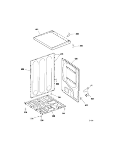 CABINET Diagram and Parts List for RUXR453EBBWW  General Electric Dryer