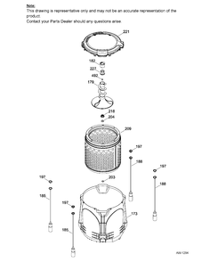 TUB, BASKET & AGITATOR Diagram and Parts List for GTW460BMK1WW  General Electric Washer