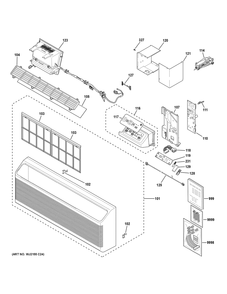 Grille And Control Parts Diagram and Parts List for AZVS15ECXWAK1  General Electric Air Conditioner