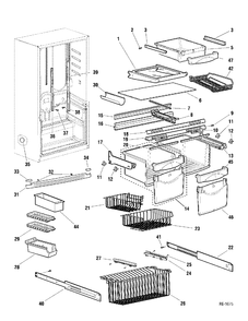 CABINET Diagram and Parts List for 3222-00R0S00-A  General Electric Refrigerator
