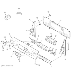 Control Panel Diagram and Parts List for JB700EJ1ES  General Electric Range