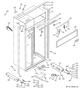 CASE PARTS Diagram and Parts List for ZIS360NRK  General Electric Refrigerator