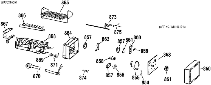 ICE MAKER KIT Diagram and Parts List for WR30X10001  General Electric Refrigerator