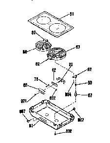 Radiant Module Diagram and Parts List for 42065  General Electric Range