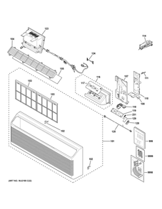 Grille And Control Parts Diagram and Parts List for AZVS15DMXWAK1  General Electric Air Conditioner