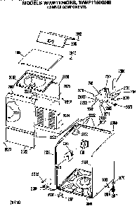 Cabinet Diagram and Parts List for WWP1170GHB  General Electric Washer
