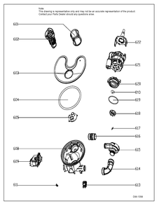 SUMP & MOTOR MECHANISM Diagram and Parts List for GBF630SML0ES  General Electric Dishwasher