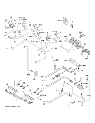 Gas & Burner Parts Diagram and Parts List for CGS995EEL2DS  General Electric Range